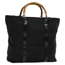 GUCCI Bamboo Hand Bag Nylon Black 002 2854 0412 5 Auth EC436-1