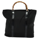 GUCCI Bamboo Hand Bag Nylon Black 002 2854 0412 5 Auth EC436-2