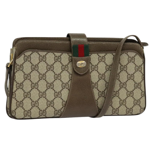 GUCCI GG Supreme Web Sherry Line Shoulder Bag PVC Beige 904 02 029 Auth EC437