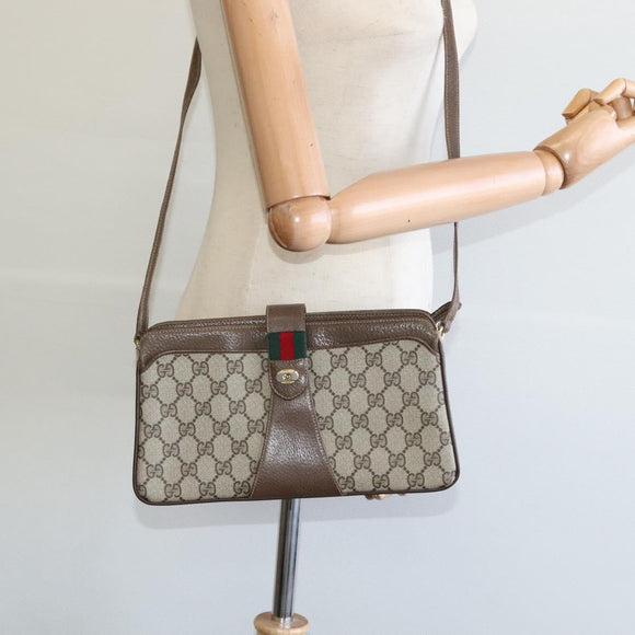 GUCCI GG Supreme Web Sherry Line Shoulder Bag PVC Beige 904 02 029 Auth EC437