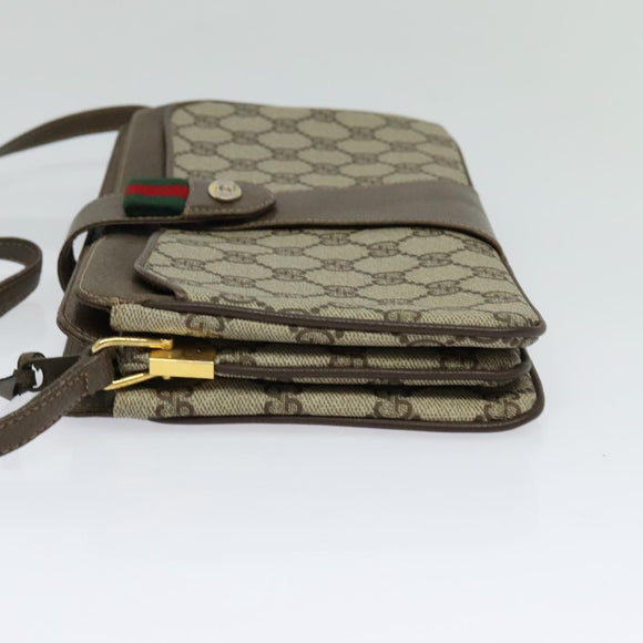 GUCCI GG Supreme Web Sherry Line Shoulder Bag PVC Beige 904 02 029 Auth EC437
