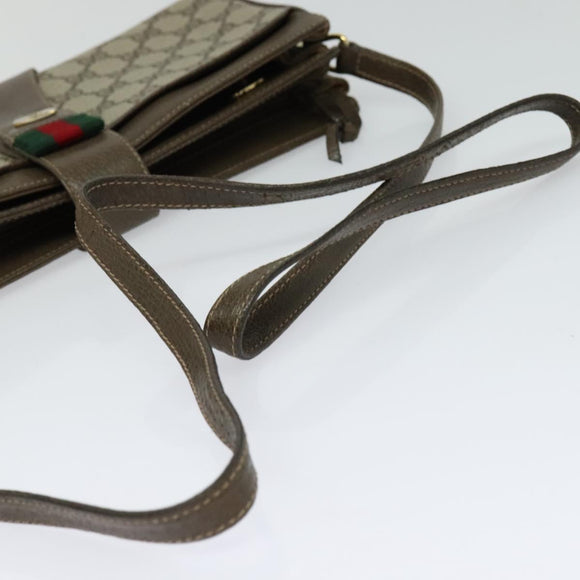 GUCCI GG Supreme Web Sherry Line Shoulder Bag PVC Beige 904 02 029 Auth EC437