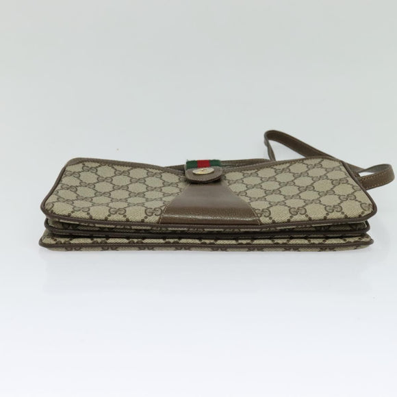 GUCCI GG Supreme Web Sherry Line Shoulder Bag PVC Beige 904 02 029 Auth EC437