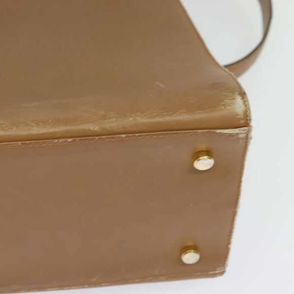 Salvatore Ferragamo Gancini Shoulder Bag Leather Beige Gold Auth EC442