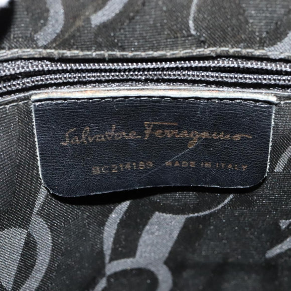 Salvatore Ferragamo Gancini Shoulder Bag Leather Beige Gold Auth EC442