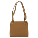 Salvatore Ferragamo Gancini Shoulder Bag Leather Beige Gold Auth EC442-13