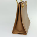 Salvatore Ferragamo Gancini Shoulder Bag Leather Beige Gold Auth EC442-4