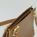 Salvatore Ferragamo Gancini Shoulder Bag Leather Beige Gold Auth EC442-6