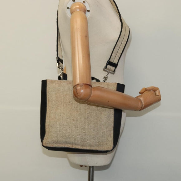 PRADA Hand Bag Canvas 2way Beige Auth EC469