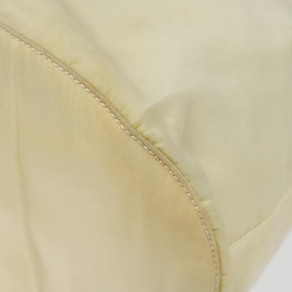 PRADA Hand Bag Nylon Cream Silver Auth EC470