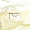 PRADA Hand Bag Nylon Cream Silver Auth EC470-10