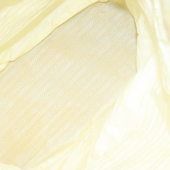 PRADA Hand Bag Nylon Cream Silver Auth EC470