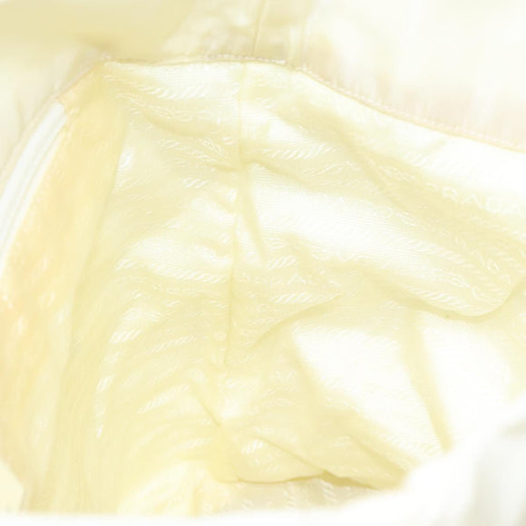 PRADA Hand Bag Nylon Cream Silver Auth EC470