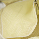 PRADA Hand Bag Nylon Cream Silver Auth EC470-20