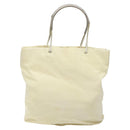 PRADA Hand Bag Nylon Cream Silver Auth EC470-2