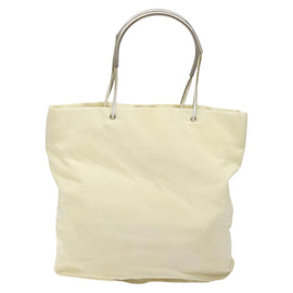 PRADA Hand Bag Nylon Cream Silver Auth EC470 - 0