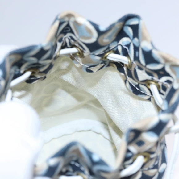 CELINE Shoulder Bag Canvas Blue Beige white Auth EC472V