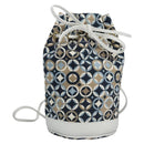 CELINE Shoulder Bag Canvas Blue Beige white Auth EC472V-1