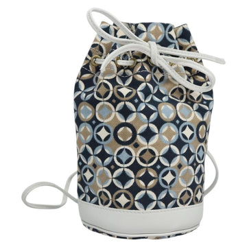 CELINE Shoulder Bag Canvas Blue Beige white Auth EC472V