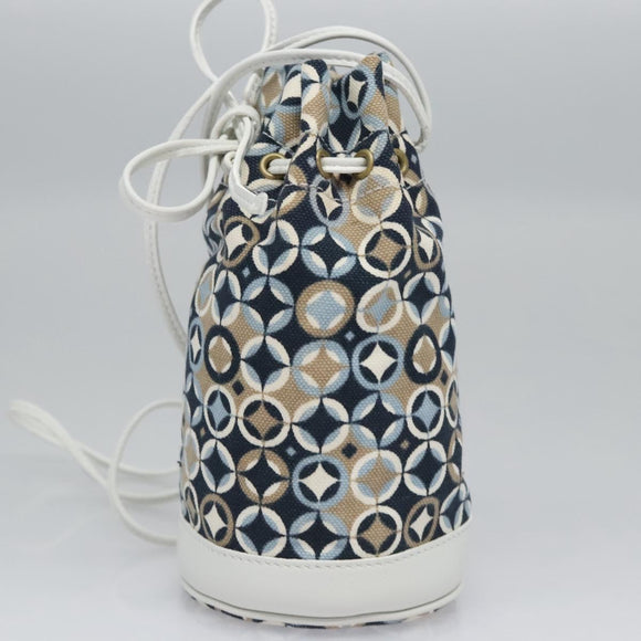 CELINE Shoulder Bag Canvas Blue Beige white Auth EC472V