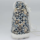 CELINE Shoulder Bag Canvas Blue Beige white Auth EC472V-4