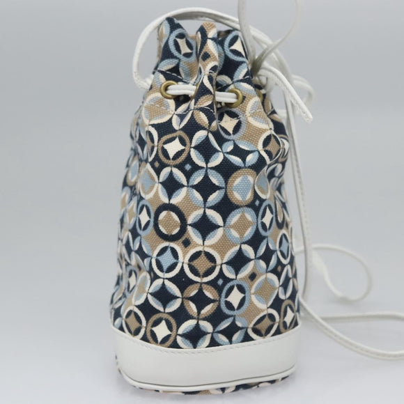 CELINE Shoulder Bag Canvas Blue Beige white Auth EC472V