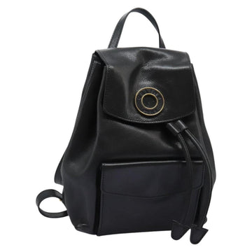 CELINE Backpack Leather Black Gold Auth EC484