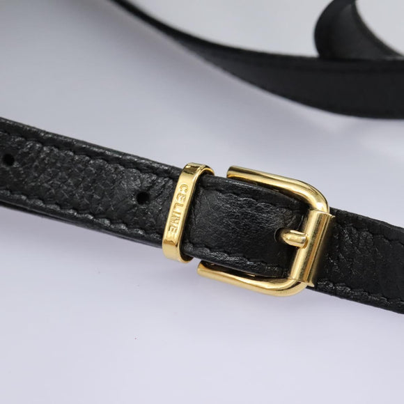 CELINE Backpack Leather Black Gold Auth EC484