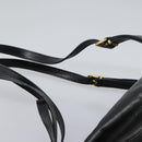 CELINE Backpack Leather Black Gold Auth EC484-15