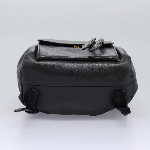 CELINE Backpack Leather Black Gold Auth EC484