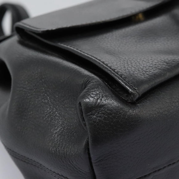 CELINE Backpack Leather Black Gold Auth EC484