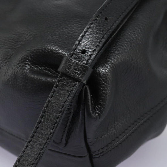 CELINE Backpack Leather Black Gold Auth EC484