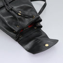 CELINE Backpack Leather Black Gold Auth EC484-21