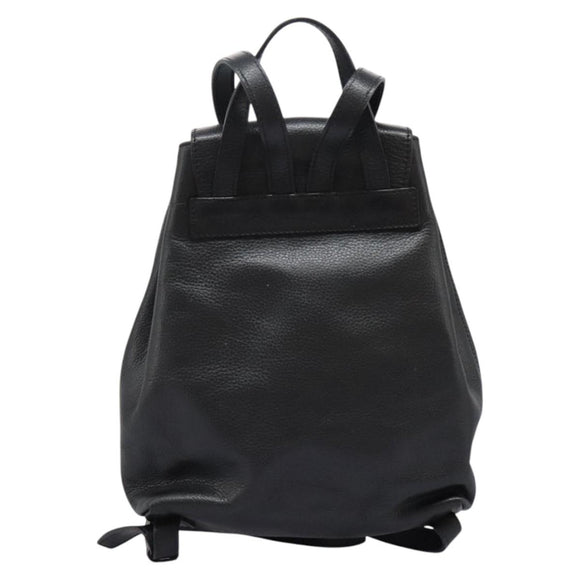 CELINE Backpack Leather Black Gold Auth EC484