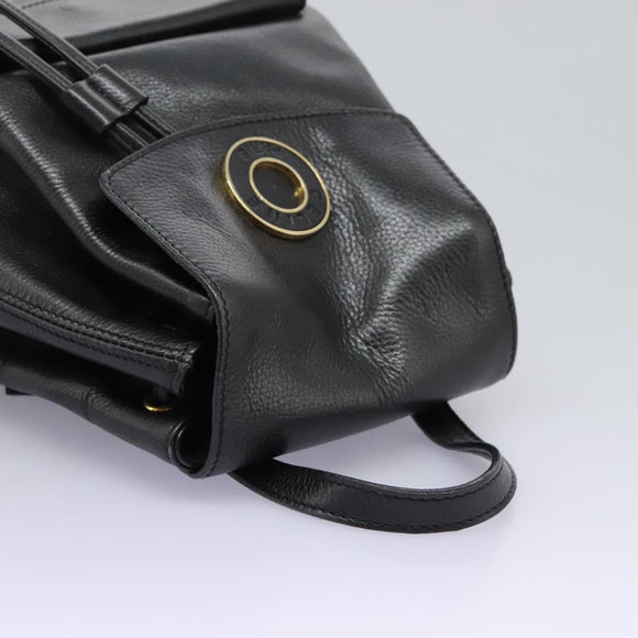CELINE Backpack Leather Black Gold Auth EC484