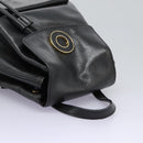CELINE Backpack Leather Black Gold Auth EC484-6