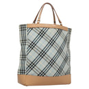 BURBERRY Nova Check Blue Label Hand Bag Canvas Blue Auth EC489-1