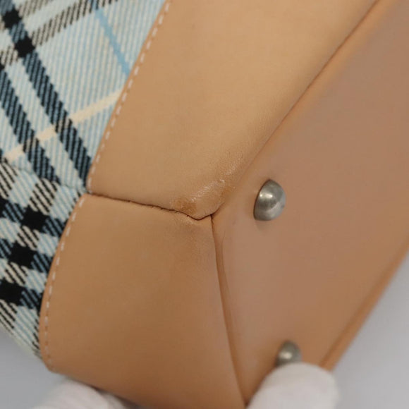 BURBERRY Nova Check Blue Label Hand Bag Canvas Blue Auth EC489