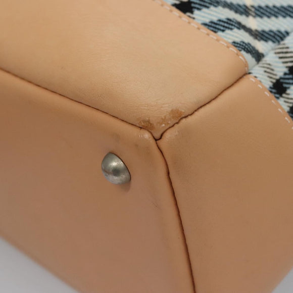 BURBERRY Nova Check Blue Label Hand Bag Canvas Blue Auth EC489