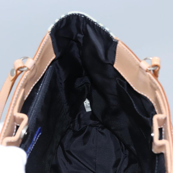 BURBERRY Nova Check Blue Label Hand Bag Canvas Blue Auth EC489