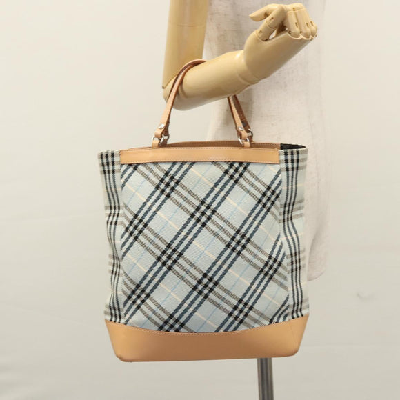BURBERRY Nova Check Blue Label Hand Bag Canvas Blue Auth EC489