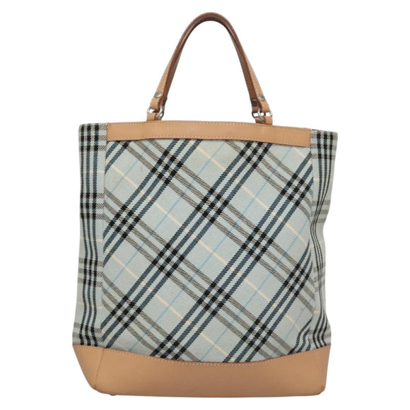 BURBERRY Nova Check Blue Label Hand Bag Canvas Blue Auth EC489