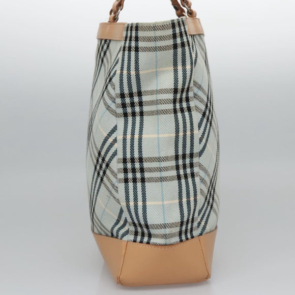 BURBERRY Nova Check Blue Label Hand Bag Canvas Blue Auth EC489