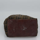 FENDI Zucca Canvas Hand Bag Brown Black Silver Auth EC490-7