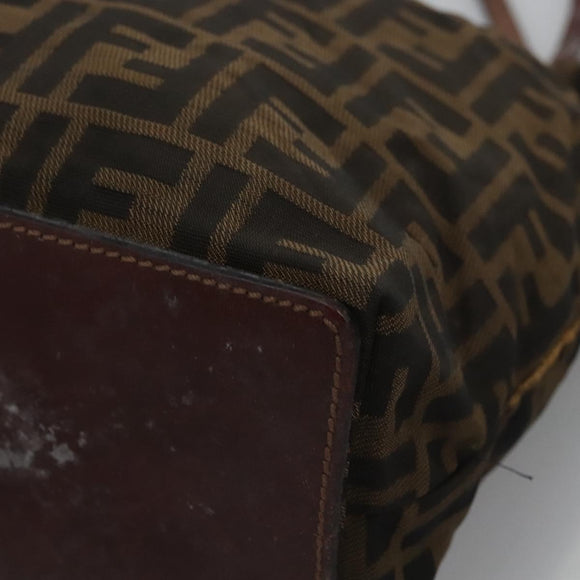 FENDI Zucca Canvas Hand Bag Brown Black Silver Auth EC490