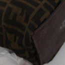 FENDI Zucca Canvas Hand Bag Brown Black Silver Auth EC490-16