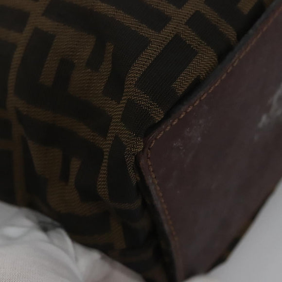 FENDI Zucca Canvas Hand Bag Brown Black Silver Auth EC490