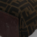 FENDI Zucca Canvas Hand Bag Brown Black Silver Auth EC490-17