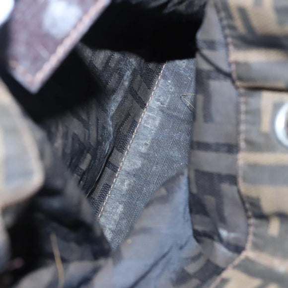 FENDI Zucca Canvas Hand Bag Brown Black Silver Auth EC490