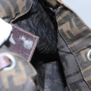 FENDI Zucca Canvas Hand Bag Brown Black Silver Auth EC490-19